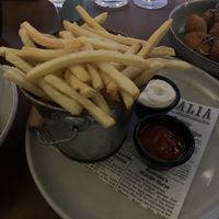 Fries with vegan mayo   at Enzo's on the Beach in Scarness