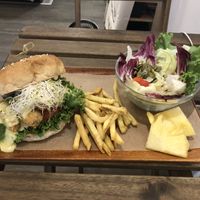 Set comes with salad fries and fruit and a drink !  at Veggie Sun 植日生 - Zhí RìShēng in Taipei