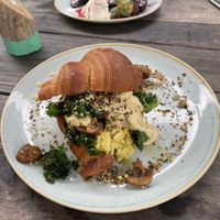 Scrambled tofu on croissant  at Sol Breads Cafe in West End