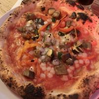 Vegetarian pizza with vegan cheese   at Sano in Dublin