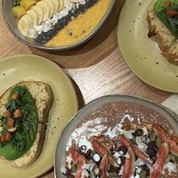 avocado toast, cocoa oats and mango acai bowl at So Acai in Guangzhou