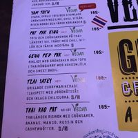 Menu of vegan items at Koh Phangan in Uppsala