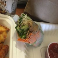 Summer roll with seiten strips   at Loving Cafe in Fort Wayne