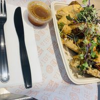 Chicken n waffles (weekend only) at Vibe Organic Kitchen & Juice in Dana Point