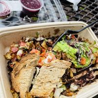 Breakfast scramble with added chorizo, alright  Jam good  at Vibe Organic Kitchen & Juice in Dana Point