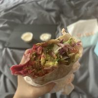 Mediterranean wrap with tahini and cookie on the side, so good   at Vibe Organic Kitchen & Juice in Dana Point