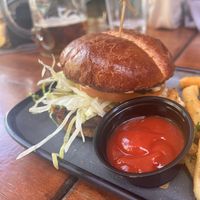 Vegan impossible burger   at Pedal Haus Brewery in Tempe