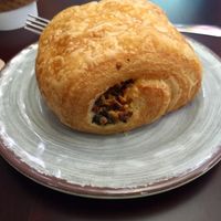 Vegan sausage, spinach and cheese croissant at Undergrounds Cafe in Wooster