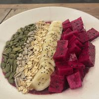 Dragon fruit smoothie bowl   at Sacred Lotus Cafe in Phnom Penh