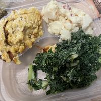 Mac and cheese, potato salad, kale garlic salad at NuVegan in Washington