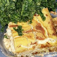 Vegan lasagna and garlicky kale  at NuVegan in Washington