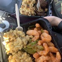 Vegan shrimp, fish filets, and mac & cheese  at NuVegan in Washington