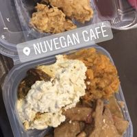Vegan fried chick, BBQ tofu & rice, Mac n cheese & Yams  at NuVegan in Washington