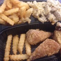 Meal: macaroni, chicken, fries, shake at NuVegan in Washington