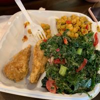 Chikin wings, salad and chick pea salad   at NuVegan in Washington