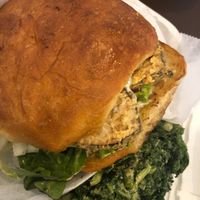 Fish sandwich and garlicky kale at NuVegan in Washington