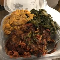 Eggplant Parm, greens and yams at NuVegan in Washington
