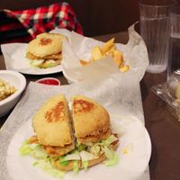 Two crispy chicken sandwiches. Amazing! at NuVegan in Washington
