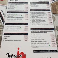 Menu at Terrassa in Khiva