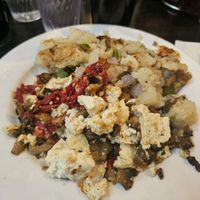 Build your own tofu scramble with tempeh bacon, mushrooms, and sun-dried tomatoes. at Fox & Goose Public House in Sacramento