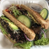 Delicious vegan sandwich with flore de Jamaica!  at Tropical Kitchen Cabo in Cabo San Lucas
