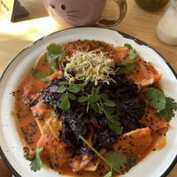 Vegan chilaquiles !  at Tropical Kitchen Cabo in Cabo San Lucas
