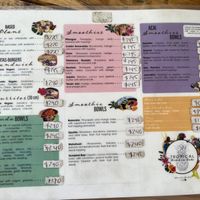 The vegan menu  at Tropical Kitchen Cabo in Cabo San Lucas