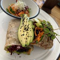 Reggae vegan burrito. Tell them not to put a chili inside of it if you don’t like spicy.  at Tropical Kitchen Cabo in Cabo San Lucas