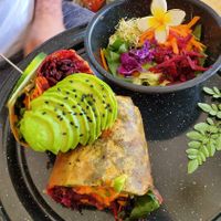 Vegan Burrito - so much color and flavor!!!! at Tropical Kitchen Cabo in Cabo San Lucas