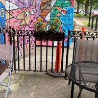 Outdoor seating  at Corner 11 Bowl and Wrap in Cleveland