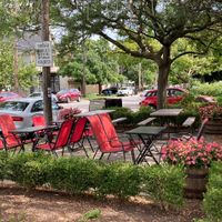 Outdoor seating at Corner 11 Bowl and Wrap in Cleveland