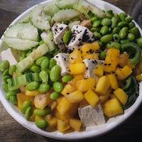 My colorful bowl at Corner 11 Bowl and Wrap in Cleveland