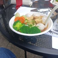 Vegan noodle soup at Corner 11 Bowl and Wrap in Cleveland