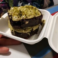 Chocolate pistachio cake (not vegan) at Chök in Barcelona