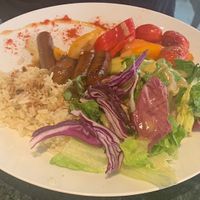 Rice with vegan sausages  at Umami in Crete