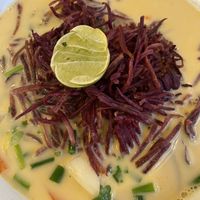 kao soi “classic” which was far from classic but still good  at Free Bird Cafe in Chiang Mai