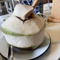Fresh coconut, 50 baht  at Free Bird Cafe in Chiang Mai