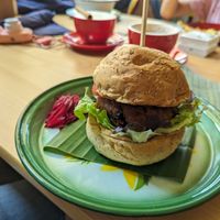 Jackfruit burger at Free Bird Cafe in Chiang Mai