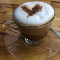 Frothy and delicious cappuccino  at Free Bird Cafe in Chiang Mai