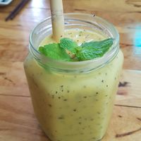 Mango, banana and passion fruits smoothie at Free Bird Cafe in Chiang Mai