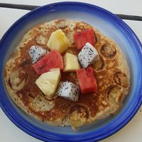 Fruit Pancakes with Banana at Free Bird Cafe in Chiang Mai