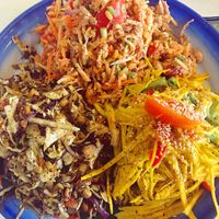 Salad sampler , pumpkin / ginger & Burmese   at Free Bird Cafe in Chiang Mai