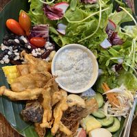 Fried mushroom salad  #Veganuary at CMU Vegan - Kinphak Cafe in Chiang Mai