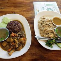 Masanam and chicken at CMU Vegan - Kinphak Cafe in Chiang Mai