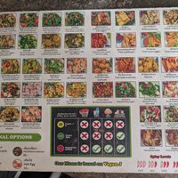One half of the menu at CMU Vegan - Kinphak Cafe in Chiang Mai