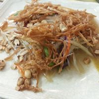 Somtam crispy mushroom at CMU Vegan - Kinphak Cafe in Chiang Mai