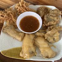 Fried mushroom plate - highly recommend at CMU Vegan - Kinphak Cafe in Chiang Mai