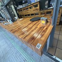 Nice wooden counter culture   at Veganitessen in Sevilla