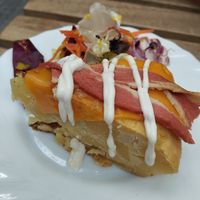 Tortilla with cheese and bacon at Veganitessen in Sevilla