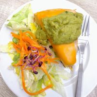 Tortilla Monterey with cheese and guac at Veganitessen in Sevilla